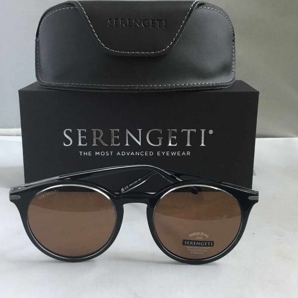 Serengeti Leonora Women Polarized Black Frame Sunglasses with Brown Lenses